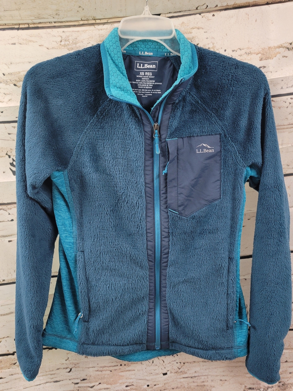 L.L.Bean Women’s XS Fleece Jacket Teal Navy Full Zip Outdoor Hiking Cozy Plush